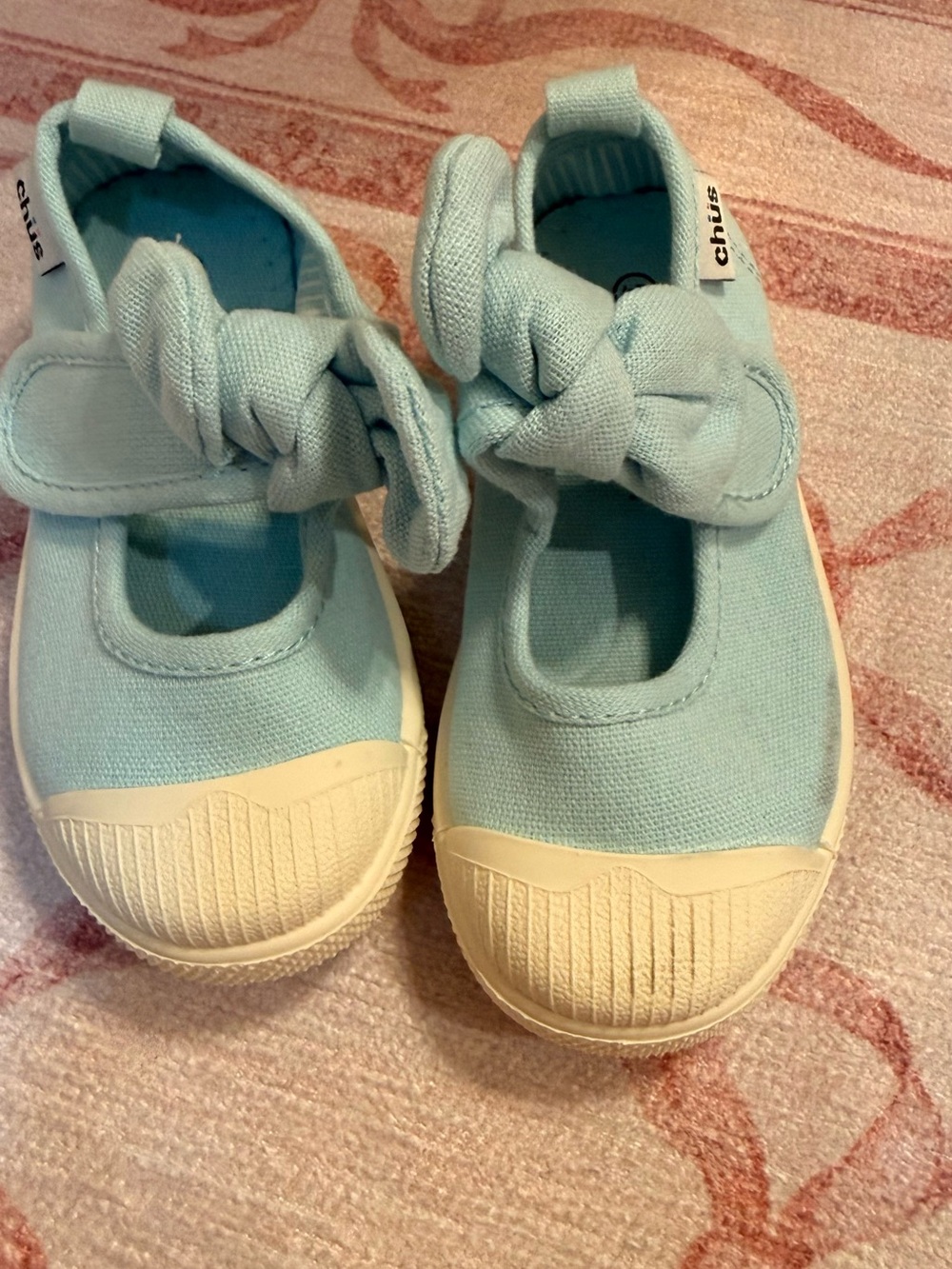 Chus Light Blue Canvas Mary Jane with Knotted Bow - Baby & Walker